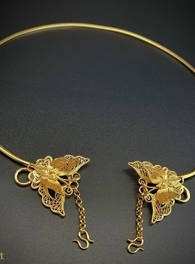 原创镀金汉服项圈配饰璎珞如意锁