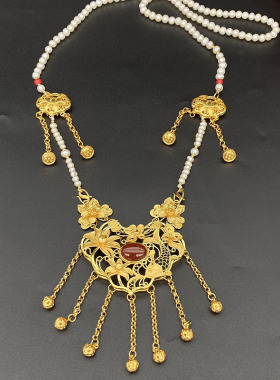 镀金软璎珞镶嵌古风项链如意锁