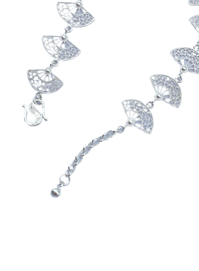 99足银几何拼接扇形手链花丝工艺银笙歌新款夏季时尚镂空蕾丝手饰