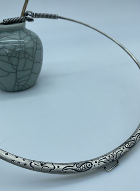 银笙歌足银999成人手工錾刻项圈