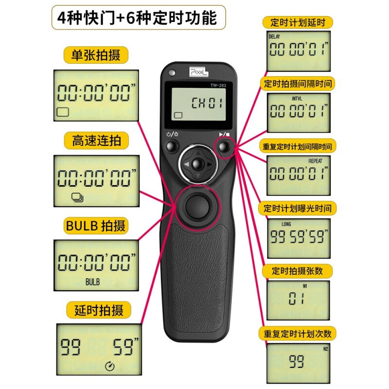 品色适用于尼康快门线Z6II Z7II D7200 D5600 D7500 D750 D7100 D7000 D3300 D90 Z5 Z7单反相机定延时遥控器 - 图3