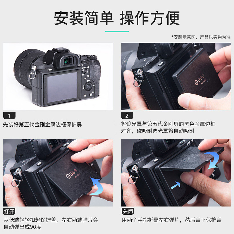 GGS钢化膜适用于佳能5D4/3/SR/1DX/X2/7D2/77D/70D/90/800D/760/750/700/650/1500D金刚屏相机屏幕遮阳罩贴膜 - 图2