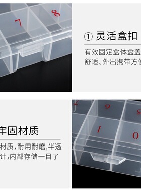 美甲饰品钻收纳盒工具分装钻饰盒子大容量透明500片10格甲片盒