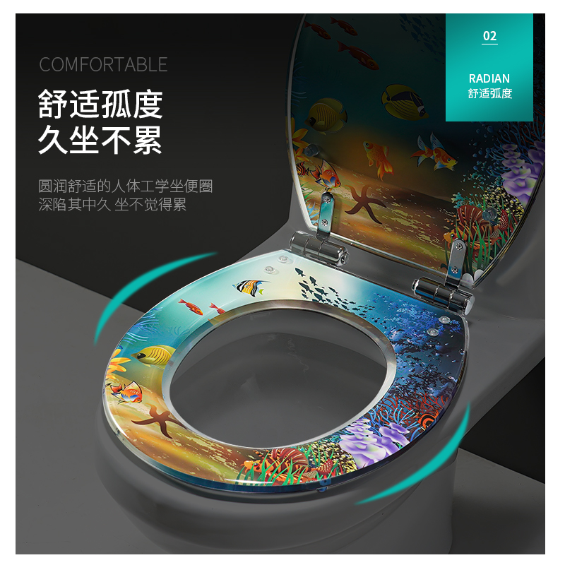 马桶盖家用通用坐便器盖加厚老式马桶圈树脂缓冲快拆静音马桶盖板 - 图0