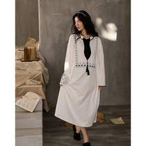 Homey Sleeping Dress Lady Spring Autumn Season Pure Cotton Slim big code Loose Long Skirt Full Cotton Pyjamas Woman Summer Exterior Wear Home Clothing