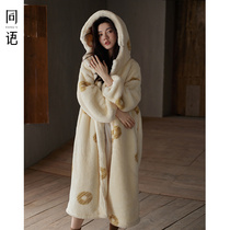 Hominin flannel pyjamas womens autumn winter Antistatic coral suede sleeping robe garnter thickened with a long ladys home clothes