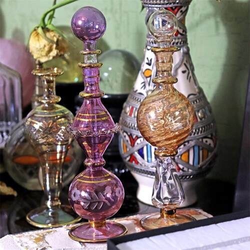 埃及特色香精瓶 15cm 精油瓶 玻璃摆件 扩香饰品 单个链接 带礼盒 - 图0