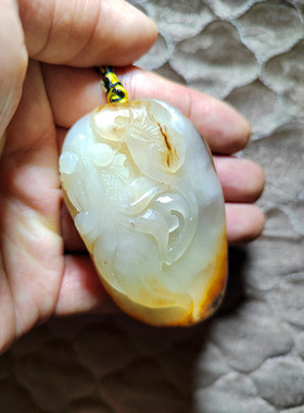 迎双十一黄油皮新疆和田玉独籽料冰糖心雕刻   八十年代雕工老籽