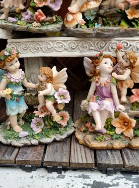 多肉花盆小仙女造景吊脚娃娃摆件