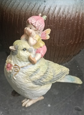 小鸟摆件田园艺动物花盆造景摆设造景观多肉diy天使可爱网红摆设