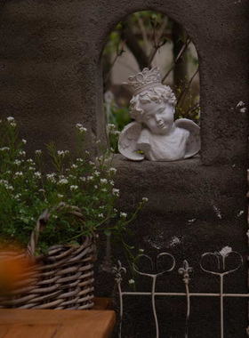 服装店拍照道具庭院花园艺古咖啡厅酒柜皇冠半身天使男孩法式摆件