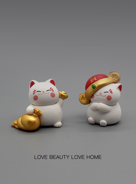 好无聊！许愿招财猫贵陪你上班治愈系情绪稳定桌面装饰品解压摆件