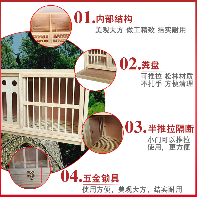 鸽子巢箱组合赛飞种鸽笼养殖笼繁殖笼配对笼包邮大号信鸽巢窝木制 - 图1