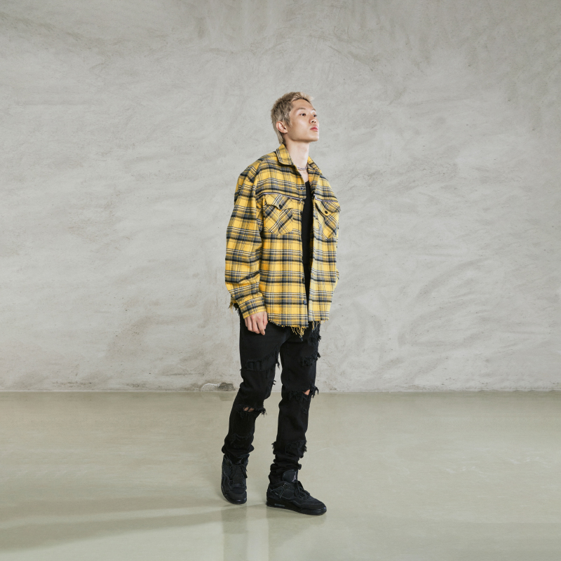 PMW 明星同款高街水洗做旧破坏糜烂牛仔裤男修身弹力百搭小脚裤 - 图1