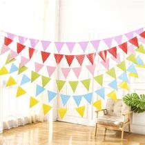 Han Edition Triangle Pull Flag Festival Party Arrangement Banners Baby Birthday Wave color Flag