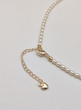 施家人造小米珠珍珠项链原创设计金属锆石气质小众高级感锁骨链