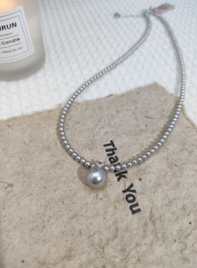 戴妃款珍珠项链女人造施家珍珠吊坠锁骨链法式气质纯银小众女