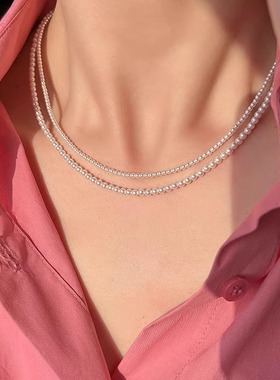 人造澳白小米珠项链女 极细正圆百搭施家珍珠项链锁骨链时尚潮流