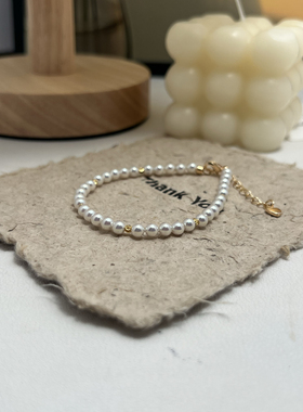 人造珍珠手链女款多层精致开口可调节手镯手饰