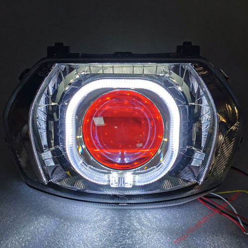 适用雅马哈踏板车旭鹰125大灯总成改海5LED双光透镜天使 改装配件 - 图2