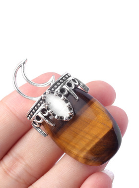 玛瑙石镶嵌合金日月星宝石吊坠