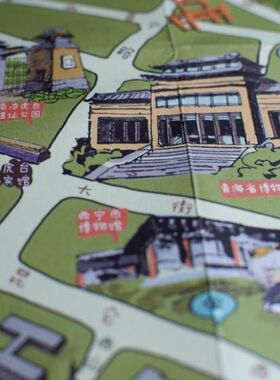 西宁攻略卡通风青海湖手绘地图