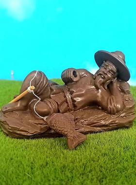 仿紫砂人物古人砍柴读书钓鱼农民