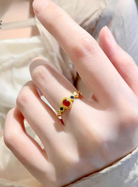 女沙金999凤华玲珑宫阙戒指开口