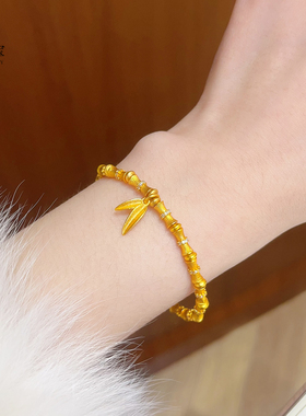 女沙金点钻拉丝节节高生竹节手链