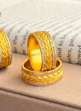 女沙金沙金点钻麦穗戒指穗穗平安