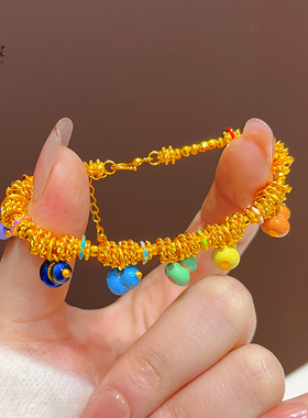 女沙金七子葫芦麻花圈蹦迪珠手链