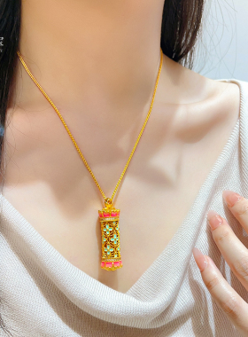 女沙金烧蓝宋韵花开海韵吊坠项链