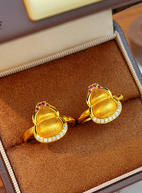 女沙金点钻拉丝胖葫芦戒指