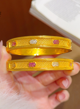 女沙金点钻圆满卡扣手镯宫廷风