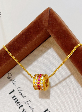 女沙金点钻红宝路路通项链