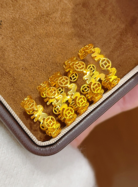 女沙金亮面马上有钱可调节戒指