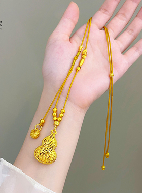 女沙金新中式镂空扁葫芦毛衣链