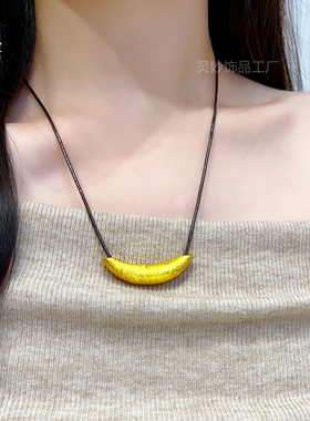 拉丝月牙弯管吊坠项链颈链小众女