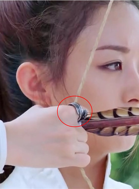 s925泰银羽毛戒指男女赵丽颖复古