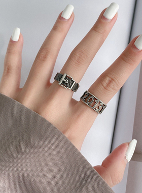 泰银戒指ins冷淡风网多层缠绕