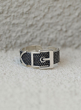 日韩网红同款皮带扣戒指女时尚个性暗黑系重工复古做旧男女戒指环