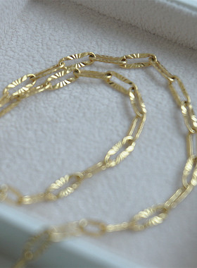 镀18K长方链闪烁车花项链锁骨链