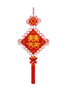 串珠中国结家喜双鱼大挂件