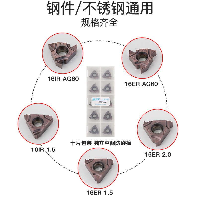 数控螺纹刀片IR16-1.5/2.0/2.5/3.0车床60度内外螺纹车刀ER刀具-图0