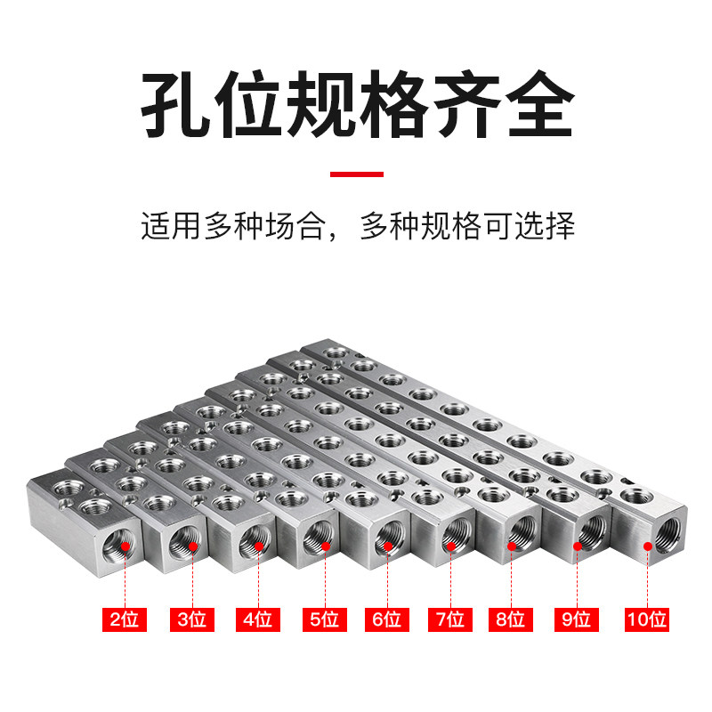 气动汇流板多管路分气排气源分配底座多通分路器分流排铝条分气块,淘宝优惠券,粉丝福利购,淘宝优惠卷