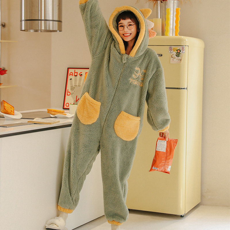 十二星座冬珊瑚绒可爱学生连体睡衣 戴蜜睡衣/家居服套装