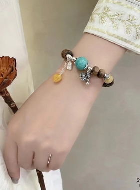 小众高级感复古S925银葫芦吊坠手链女梨花木串珠手饰配饰2025年