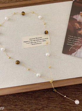 韩国小众高级感虎眼石项链女时尚个性仿珍珠锁骨链气质颈链2026年