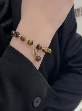 气质复古琥珀石手链女小众