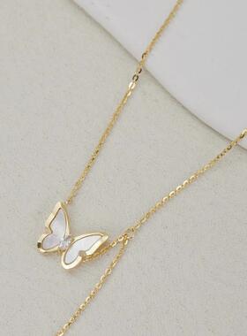 S925纯银贝壳蝴蝶项链女